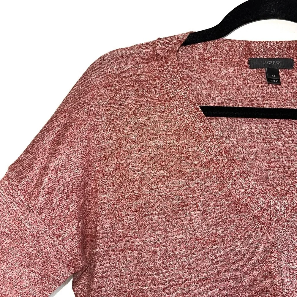 J. Crew Rust Orange Heathered Wool & Linen Blend V-neck Sweater Xsmall Women’s